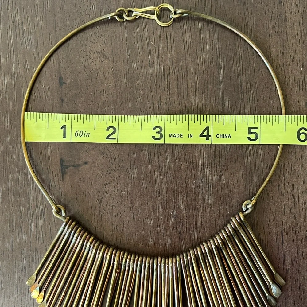 ❌SOLD❌Vintage Mid Century Modern Bib Necklace Brass & Copper - Picture 7 of 8